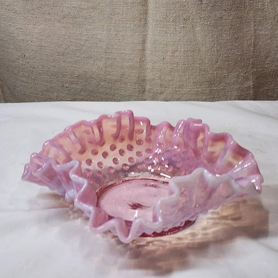 フェントン　Fenton クランベリー　オパールセント　ホブネイル　ラージボウル フェントン ヴィンテージ クランベリーオパールセント ホブネイル