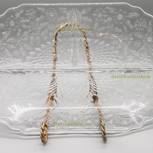 Crystal 11 1/2&quot; Pineapple and Floral Divided 3 Part Relish Dish