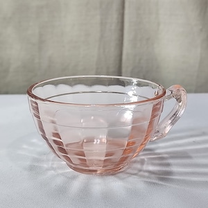 Vintage Block Optic Pink Cup  Anchor Hocking Pattern Pink Depression Glass