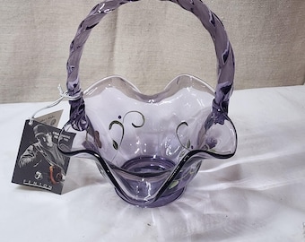 Fenton Violet Butterfly Kiss Basket #2777 EM