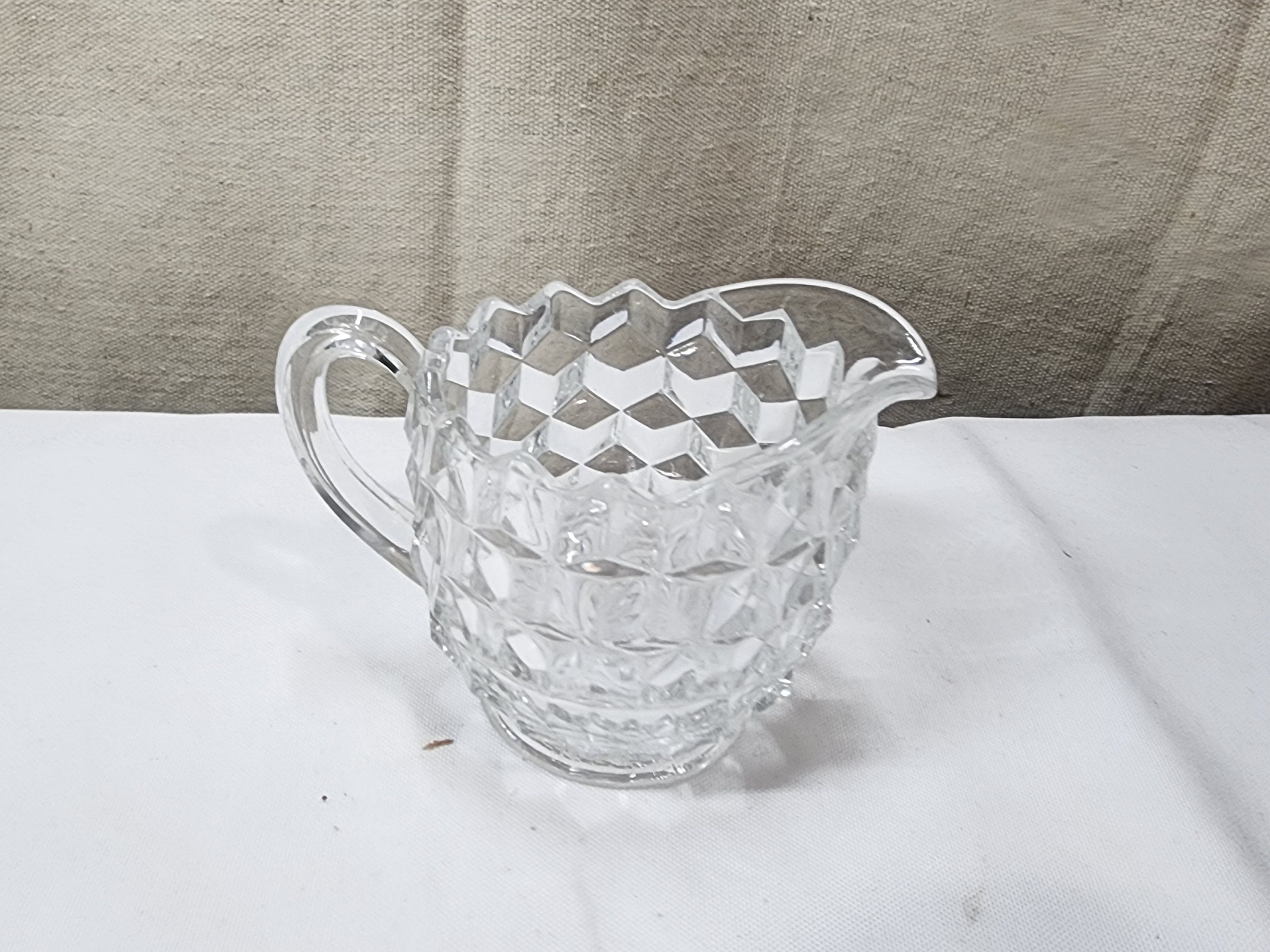 Vintage Fostoria Canadian Frosted Coin Clear Glass Creamer