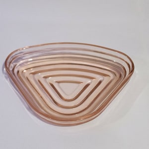 Anchor Hocking Manhattan Ribbed Pink Relish Insert Soap Dish Depression Glass
