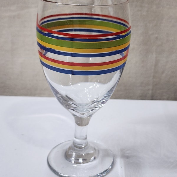 Vintage Libbey Mambo Fiesta Water Ice Tea Goblets Glasses Banded Stripes