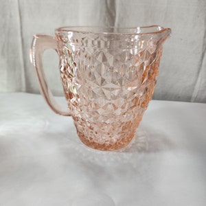 Vintage Jeannette Glass Co. Pink Holiday &quot;Buttons And Bows &quot;Pitcher 6 3/4&quot; 52oz