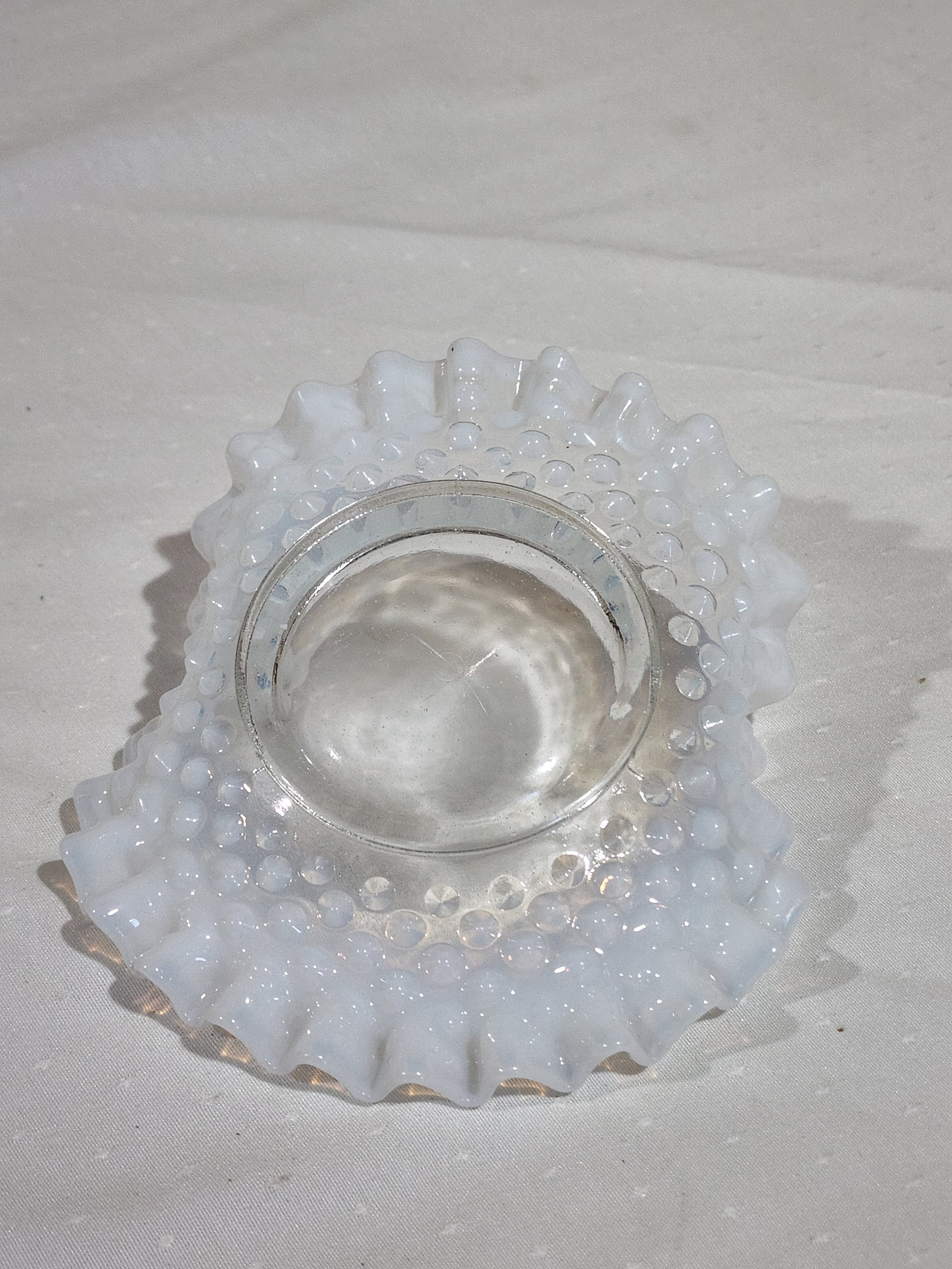 Vintage Fenton White Opalescent Hobnail Ruffled Candy Bonbon Dish - Etsy