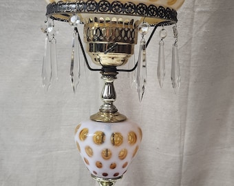 FENTON ビンテージオパールセントコインドットガラスシェード