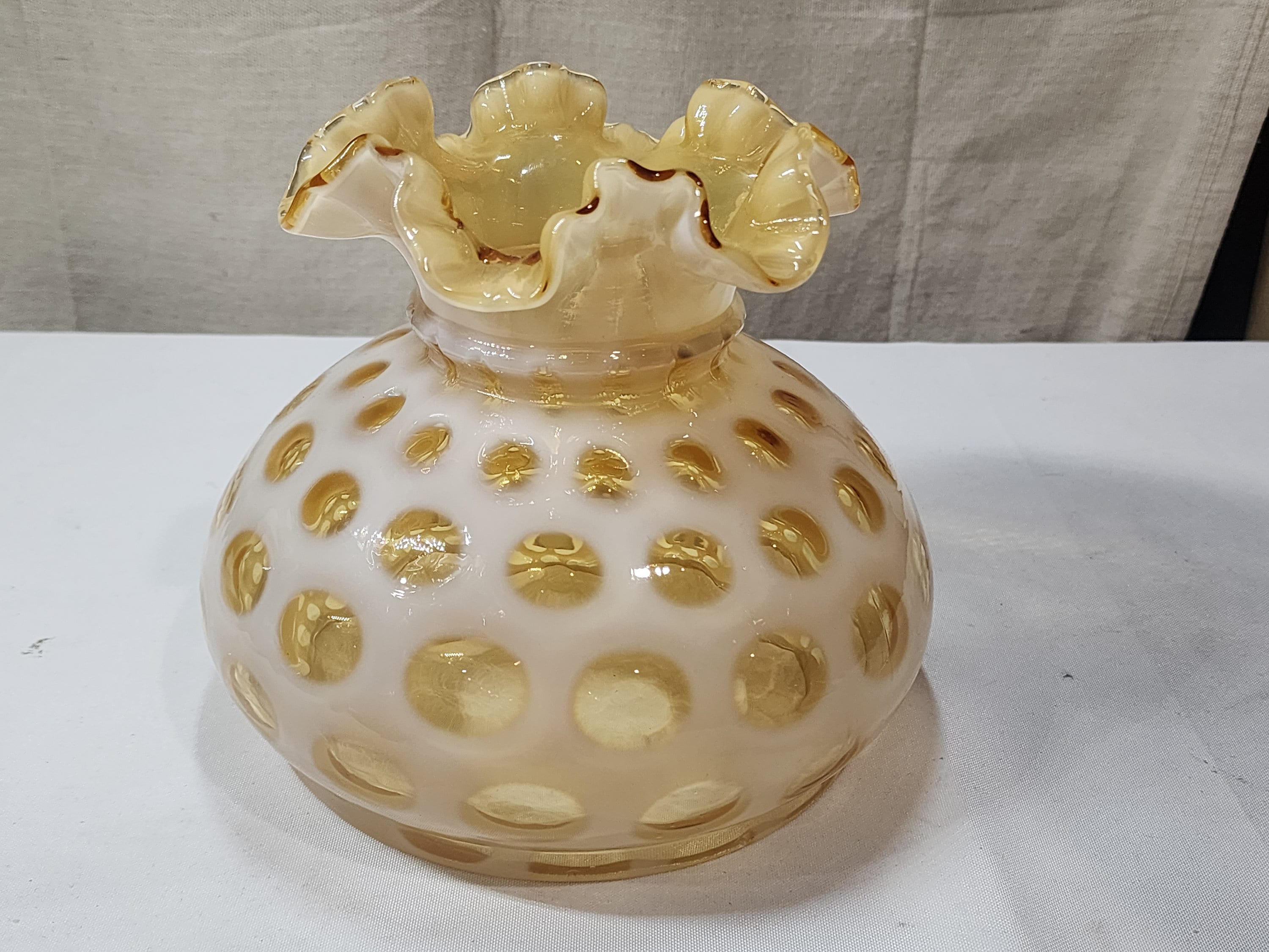Vintage Fenton Art Glass Honeysuckle Opalescent Coin Dot