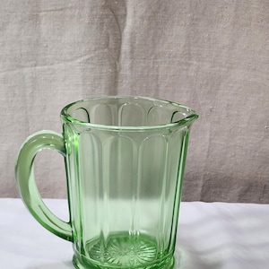 Vintage Green Uranium / Vaseline Hazel Atlas Ribbon Vaseline Small Green Pitcher