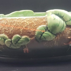 Roseville Pottery Fuchsia 1938 Brown And Green Console Bowl 352-12