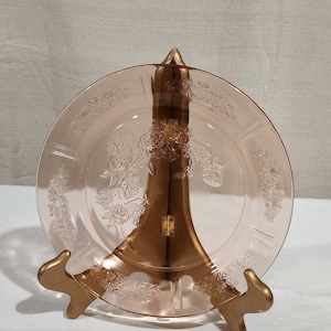 Vintage FEDERAL Pink Glass Sharon Cabbage Rose Depression 9" Dinner Plate