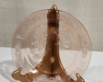 Vintage FEDERAAL roze glazen Sharon Cabbage Rose Depression 9-inch dinerbord