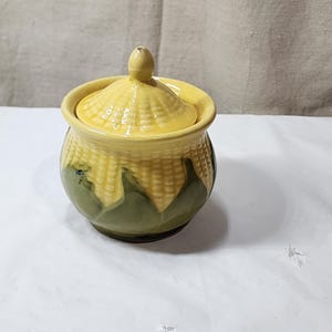 Vintage SHAWNEE Pottery CORN KING Covered Sugar Bowl #78 1950s (as-is)