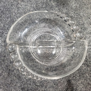 Vintage Duncan & Miller Glass Teardrop 2 Part 6&quot; Nut Dish Candy Bowl #301  (Heavy Pressed)