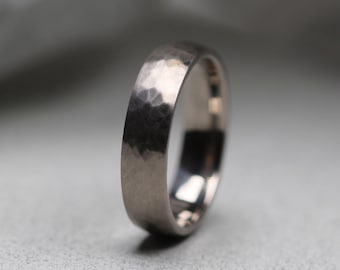 Titanium Wedding Ring Hammered Matt Finish. Comfort fit. Titanium wedding ring.