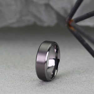Tantalum Wedding Ring, Bevelled Edges, Matt Finish Middle and Polished Edges. Comfort fit.