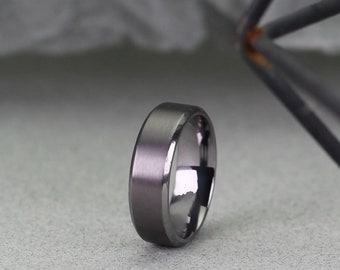 Tantalum Wedding Ring, Bevelled Edges, Matt Finish Middle and Polished Edges. Comfort fit.