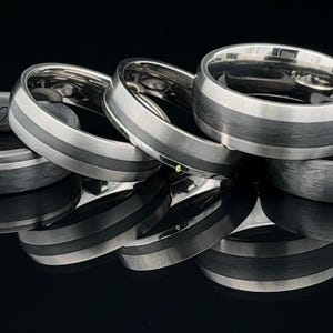 Carbon Fibre Wedding Ring 6 mm. Comfort fit. Black wedding ring.