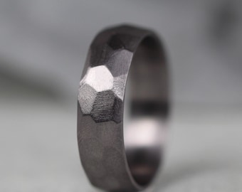 Tantalum Wedding Ring. NEW Faceted Matt Finish. Comfort fit.