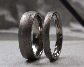 Titanium Wedding Rings Set. Heavy matt finish. Matching wedding rings set. Comfort fit.