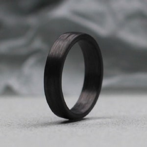 Carbon Fibre Wedding Ring 6 mm. Comfort fit. Black wedding ring.