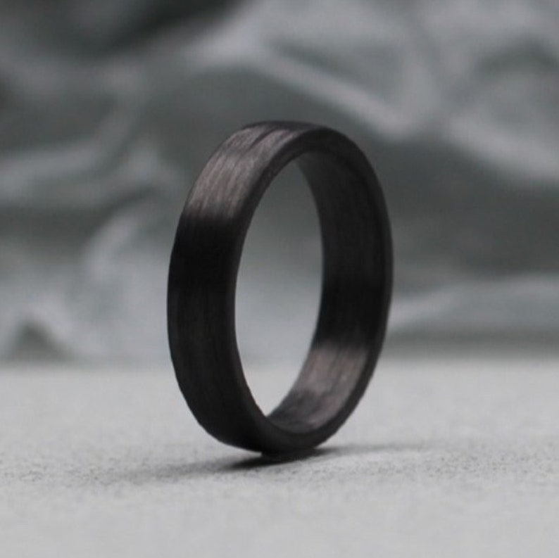Carbon Fibre Wedding Ring 6 mm. Comfort fit. Black wedding ring.