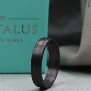 Carbon Fibre Wedding Ring 6 mm. Comfort fit. Black wedding ring.