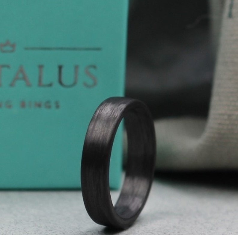 Carbon Fibre Wedding Ring 6 mm. Comfort fit. Black wedding ring.