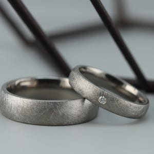 Matching Titanium Rings Titanium Matching Wedding Rings Set. Heavy Matt Finish. Diamond Set ...