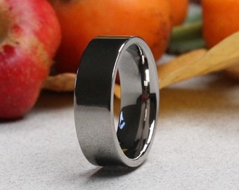 Titanium Wedding Ring Polished Finish. Flat shape outside. Comfort fit inside. Titanium wedding ring.