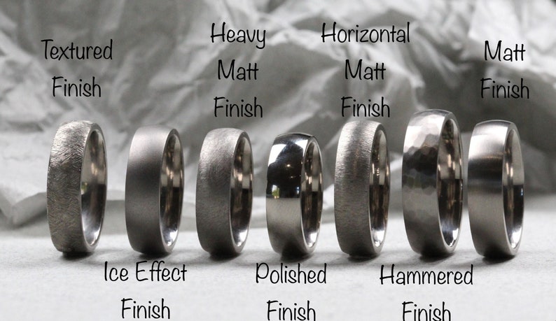 Titanium Wedding Rings Set. Ice-effect matt finish. Matching wedding rings set. Comfort fit.