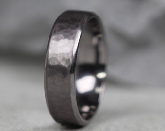 Tantalum Wedding Ring, Bevelled Edges, Hammered Matt Finish Middle and Polished Edges. Comfort fit.