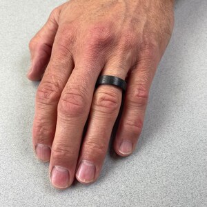 Carbon Fibre Wedding Ring 6 mm. Comfort fit. Black wedding ring.