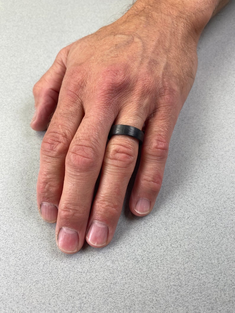Carbon Fibre Wedding Ring 6 mm. Comfort fit. Black wedding ring.