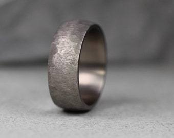 Titanium Wedding Ring Soft Hammered Matt Finish. Comfort fit. Titanium wedding ring.