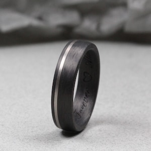 Palladium und Carbon-Faser-Ehering mattes Finish. Komfortable Passform. KOSTENLOSE GRAVUR.