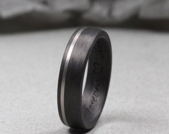 Palladium and Carbon Fibre Wedding Ring Matt Finish. Comfort fit.