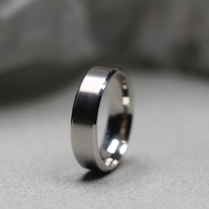 Titanium Wedding Ring Bevelled Edges, matt finish middle, polished edges. Comfort fit inside.
