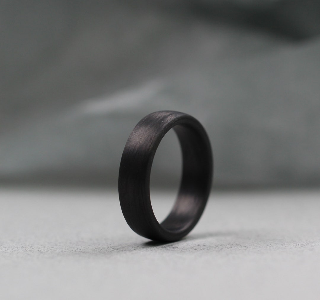Carbon Fibre Wedding Ring 6 Mm. Comfort Fit. Black Wedding Ring. Etsy UK