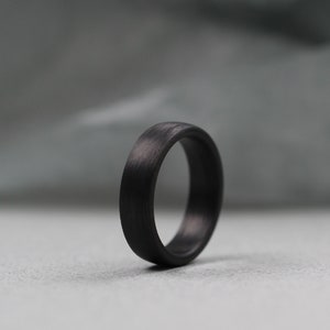 Carbon Fibre Wedding Ring 6 mm. Comfort fit. Black wedding ring.