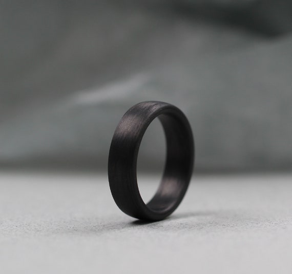 Carbon Fibre Wedding Ring 6 mm. Comfort fit. Black wedding ring. FREE ENGRAVING. 