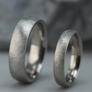 Titanium Wedding Rings Set. Heavy matt finish. Matching wedding rings set. Comfort fit, court shape wedding ring. FREE ENGRAVING.
