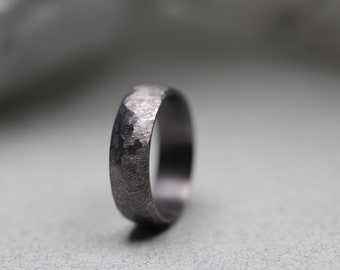 Tantalum Wedding Ring, # 1 Faceted Effect Finish. Comfort fit.