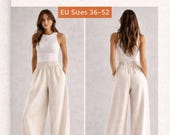 Wide Leg Pants Sewing Pattern PDF, Elastic Waist Pants Pattern, Women Trousers Pattern, EU 36-52, Digital Download, A4 A0 Pattern