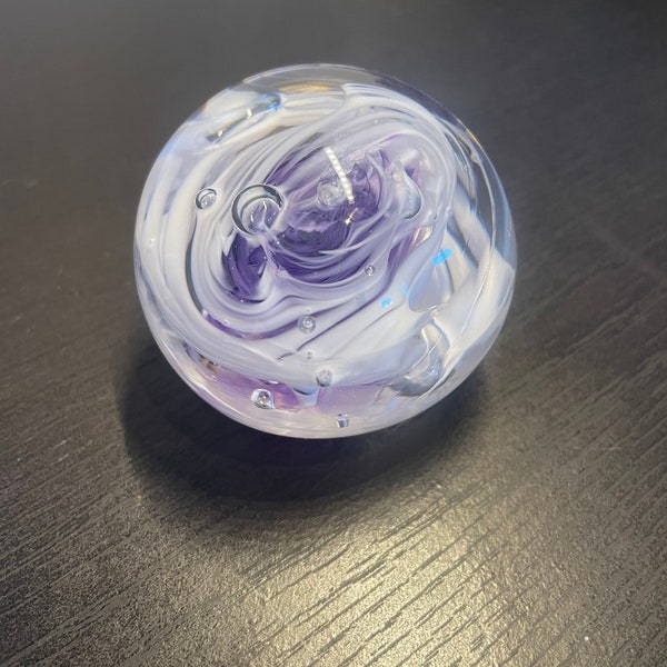 Handmade Decorative Glass Sphere - Purple and White (#16)