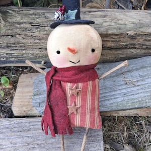 Primitive Snowman Ornament Pattern: Winter Country Christmas Decor (Downloadable PDF