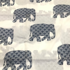 Baumwollstoff mit Elefantendruck: Handblock bedrucktes Quiltmaterial