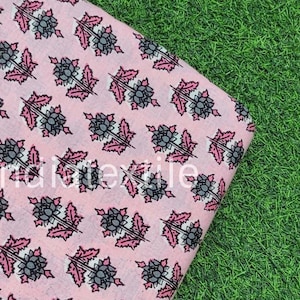 Tessuto con stampa floreale a blocchi a mano, tessuto di cotone, tessuto per trapuntatura, abbigliamento femminile, tessuto per confezionare abiti, tessuto boho, tessuto tagliato su misura