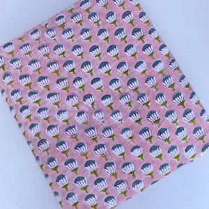 Pink Floral Block Print Cotton Fabric: Boho Dressmaking By The Yard