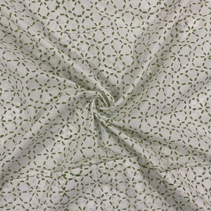 Hellgrün Floral Baumwollstoff: Hand Block Gedruckt Schneiderei-Material