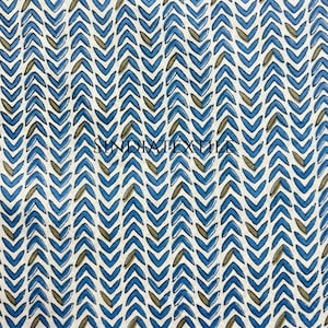 Blauwe katoenen stof met geometrische blokprint: zacht Indiaas textiel